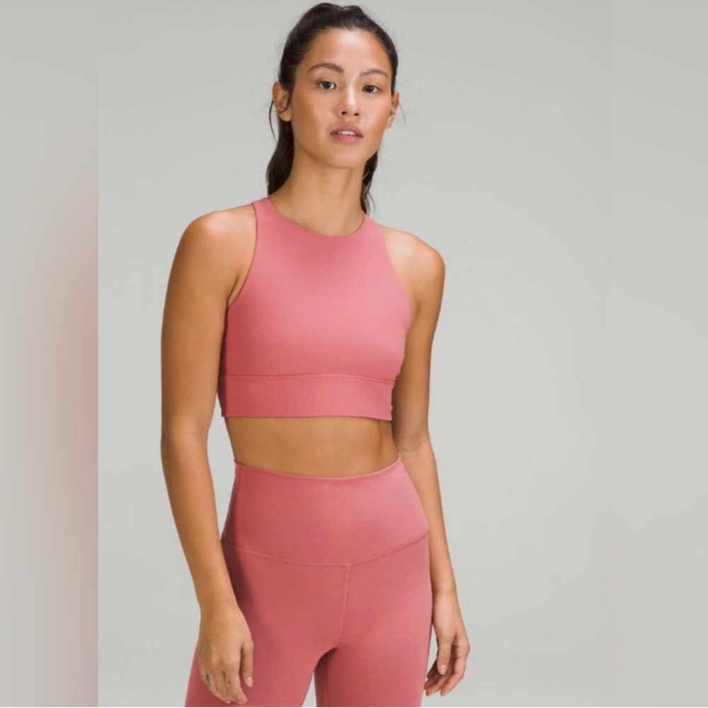 Lululemon High Neck Long Line Energy Workout Sports Bra, size 12
